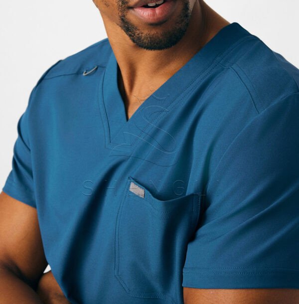 LT110-CARB-M_07 Premium V-Neck Medical Top | 4-Pocket Healthcare Uniform | Moisture-Wicking & Eco-Conscious