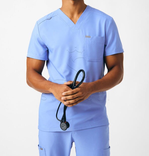 LT110-CEIL-M_01 Lilac V-Neck Medical Top with Four Pockets | Performance Healthcare Uniform | Custom OEM Service