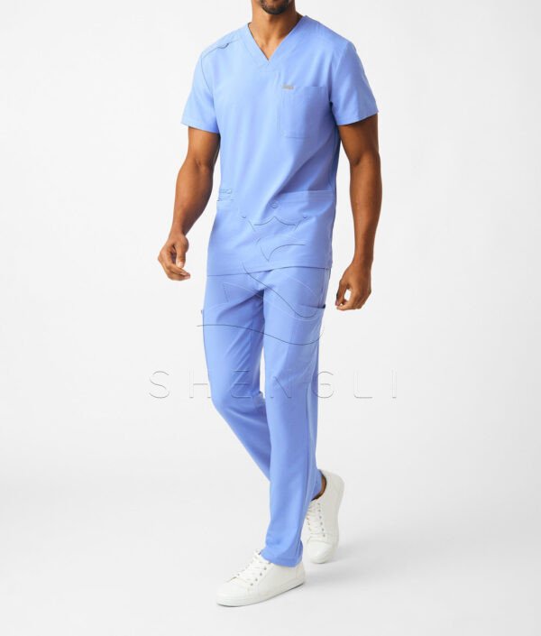 LT110-CEIL-M_06 Lilac V-Neck Medical Top with Four Pockets | Performance Healthcare Uniform | Custom OEM Service