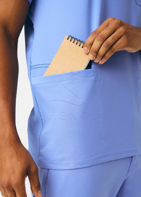 LT110-CEIL-M_07 Lilac V-Neck Medical Top with Four Pockets | Performance Healthcare Uniform | Custom OEM Service