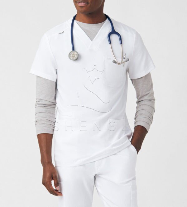 Premium V-Neck Medical Scrub Top with Smart Storage | Eco-Friendly Healthcare Uniform