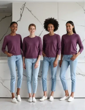 Dark Red Bubble Sleeve Cotton Knit Top | Custom Women's Apparel Manufacturing