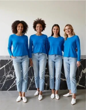 Bright Blue Raglan Sleeve Cotton Top | Custom OEM Manufacturing for Bulk Orders