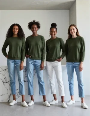 Dark Khaki Cotton Bubble Sleeve Knit Top | Custom Wholesale Manufacturing