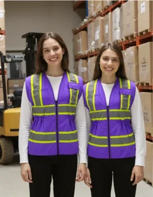 ANSI-Certified Women's Purple Safety Vest with Reflective Strips | Custom OEM Available
