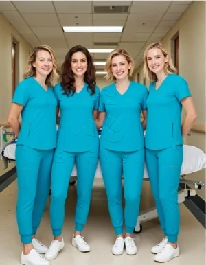 Name_flux_00001_tdbzm_1762507603 Women's V-Neck Scrub Top with Dual Front Pockets | Moisture-Wicking Medical Uniform | Custom OEM Service