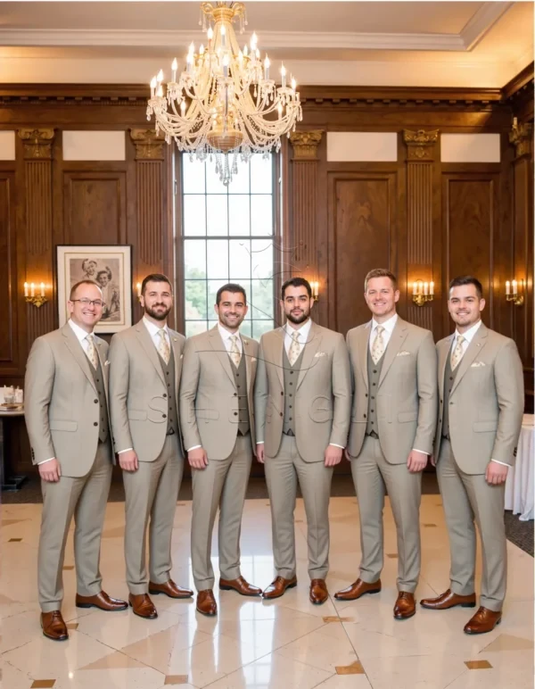 Name_flux_00001_ysipf_1762323360 Oatmeal-Colored Wedding Suit Collection | Italian Wool Three-Piece Sets for Outdoor Ceremonies