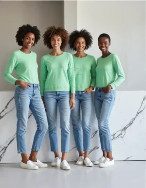 Green Apple Bubble Sleeve Cotton Knit Top | Sustainable Fashion Apparel | Private Label Manufacturing