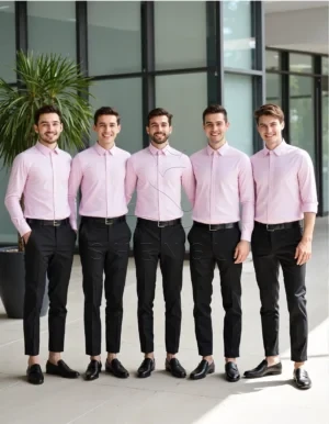 Name_flux_00002_dgtrf_1763360002 Pink Oxford Business Shirt | Custom Tailored Fit Dress Shirt | Corporate Embroidery Ready