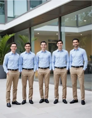 Name_flux_00002_lnxdh_1763358250 Blue Dobby Business Shirt | Non-Iron Cotton Formal Wear | Custom Corporate Apparel Solutions