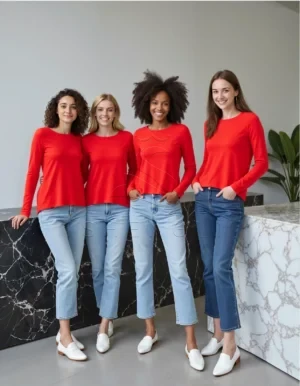 Matilda Cotton Raglan Sleeve Top in Red | Custom Bulk T-Shirt Manufacturing Services