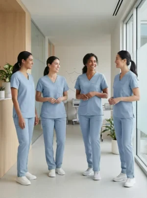 TENCEL™ Essential V-Neck Scrub Top | Light Denim Blue | Antimicrobial Healthcare Uniform