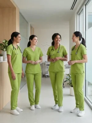 Healthcare V-Neck Scrub Top in Paradise Green | TENCEL™ Performance Fabric | Custom Medical Uniforms