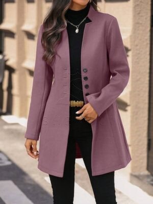 Women's Solid Color Single-Breasted Coat | Casual Fall & Winter Outerwear