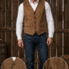 Men's Vintage Suede Waistcoat | Customizable Western Style Casual Vest for Wholesale