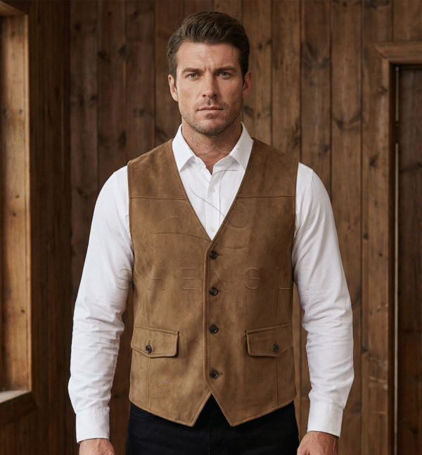 Men's Vintage Suede Waistcoat | Customizable Western Style Casual Vest for Wholesale