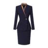 Elegant Navy Blue Women's Business Suit Set with Scarf - Professional Office Uniform for Ladies | Formal Work Blazer & Skirt Outfit