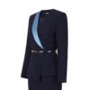 Elegant Navy Blue Women's Business Suit with Belt, Professional 2-Piece Office Skirt Set for Businesswomen