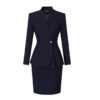 Navy Blue Peplum Business Skirt Suit | Formal Professional Office Work Suit for Women