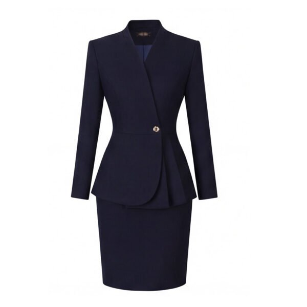 Navy Blue Peplum Business Skirt Suit | Formal Professional Office Work Suit for Women