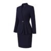 Navy Blue Peplum Business Skirt Suit | Formal Professional Office Work Suit for Women