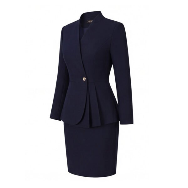 Navy Blue Peplum Business Skirt Suit | Formal Professional Office Work Suit for Women