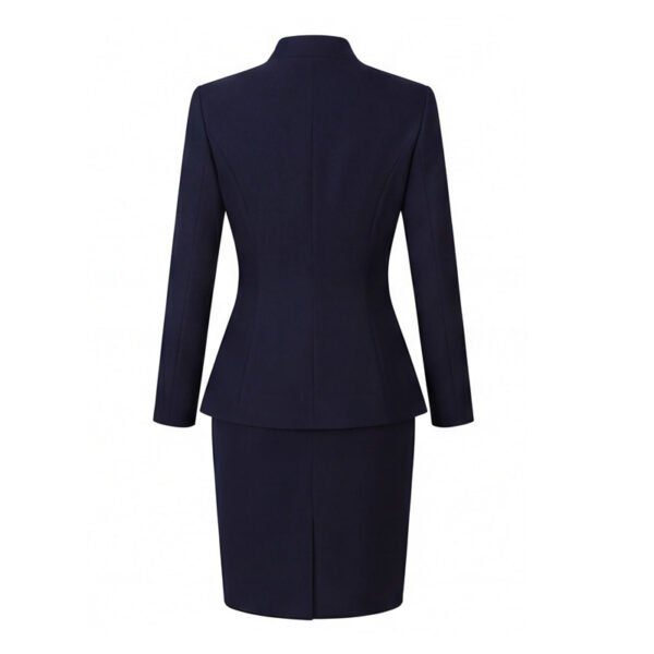 Navy Blue Peplum Business Skirt Suit | Formal Professional Office Work Suit for Women