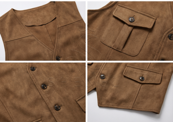 Men's Vintage Suede Waistcoat | Customizable Western Style Casual Vest for Wholesale