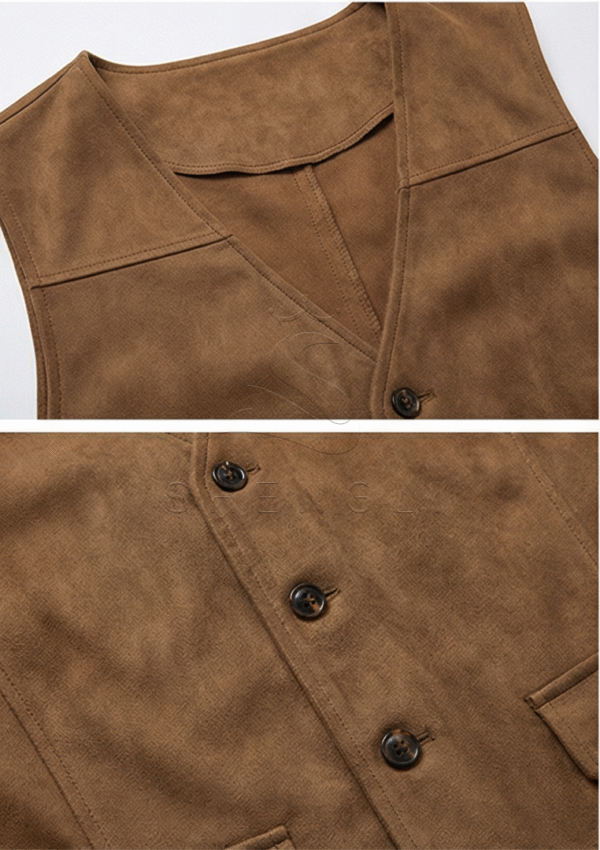 Men's Vintage Suede Waistcoat | Customizable Western Style Casual Vest for Wholesale