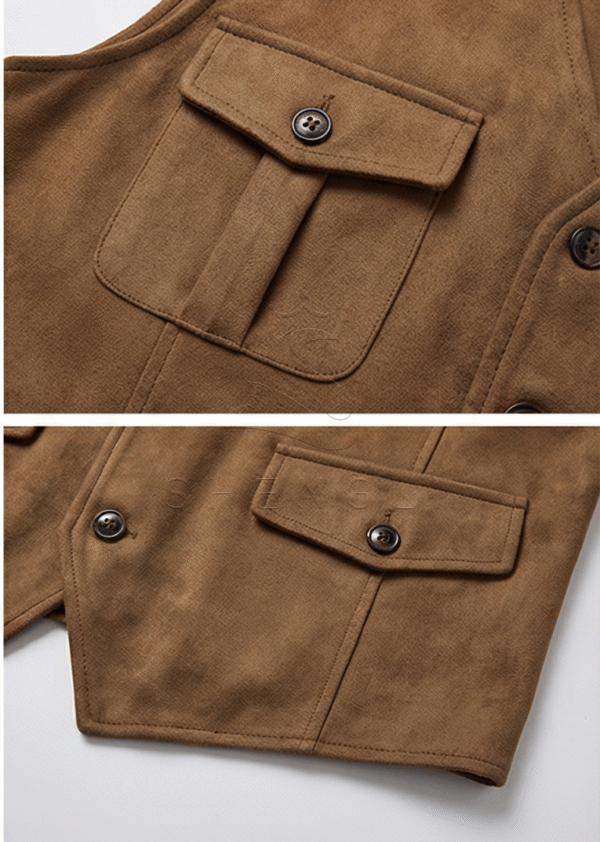 Men's Vintage Suede Waistcoat | Customizable Western Style Casual Vest for Wholesale