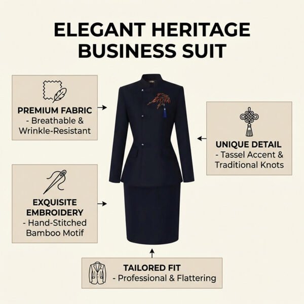 Elegant Heritage Traditional Chinese Embroidery Business Suit | Premium Formal Office Uniform