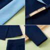 Elegant Navy Blue Women's Business Suit with Belt, Professional 2-Piece Office Skirt Set for Businesswomen
