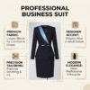 Elegant Navy Blue Women's Business Suit with Belt, Professional 2-Piece Office Skirt Set for Businesswomen