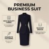 Navy Blue Peplum Business Skirt Suit | Formal Professional Office Work Suit for Women