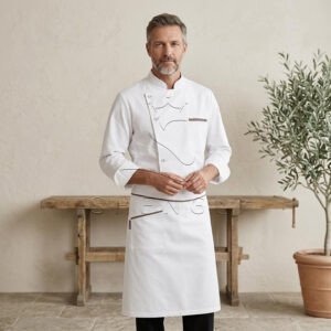 Premium Chef Coat with Apron - Professional Culinary Uniform for Kitchen Staff