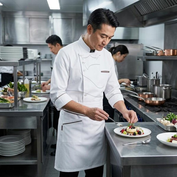 Premium Chef Coat with Apron - Professional Culinary Uniform for Kitchen Staff