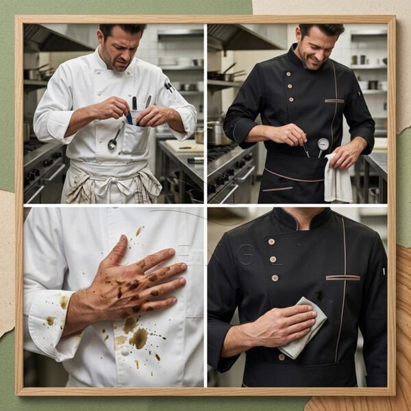 Premium Black Chef Coat with Apron Set, Professional Kitchen Uniform with Moisture-Wicking & Stain-Resistant, Ergonomic Chef Jacket for Restaurants & Hotels