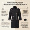 Premium Black Chef Coat with Apron Set, Professional Kitchen Uniform with Moisture-Wicking & Stain-Resistant, Ergonomic Chef Jacket for Restaurants & Hotels