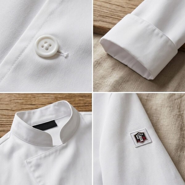 Premium White Chef Jacket - Professional Stain Resistant Chef Uniform for Men