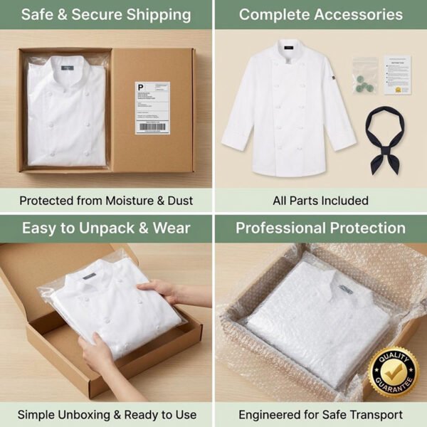 Premium White Chef Jacket - Professional Stain Resistant Chef Uniform for Men