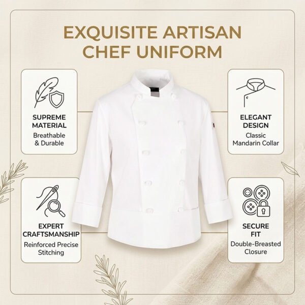 Premium White Chef Jacket - Professional Stain Resistant Chef Uniform for Men