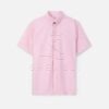 Pink Short Sleeve Button Down Custom Wholesale Casual Dress Shirt