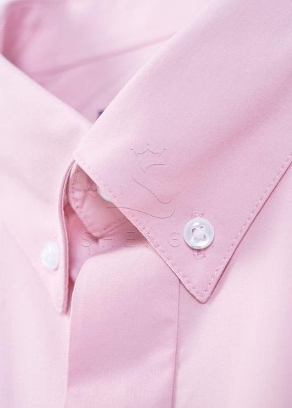 Pink Short Sleeve Button Down Custom Wholesale Casual Dress Shirt