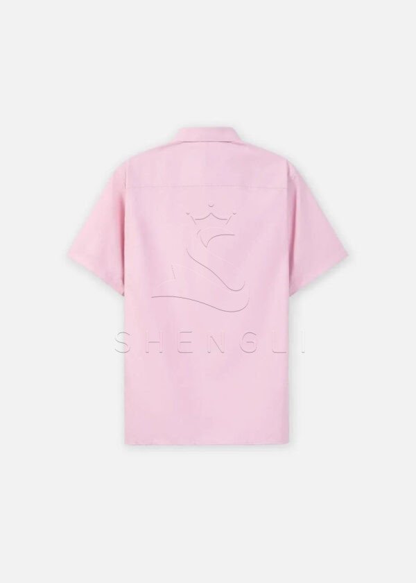 Pink Short Sleeve Button Down Custom Wholesale Casual Dress Shirt