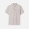 Light Grey Button-Down Short Sleeve Casual Dress Shirt - Premium Breathable All-Day Wear