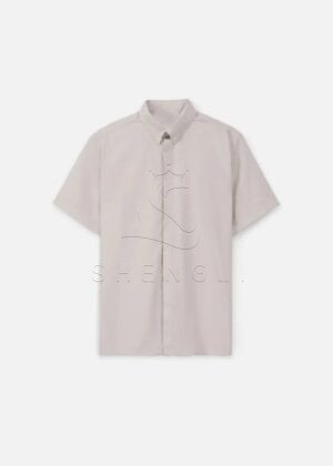 Light Grey Button-Down Short Sleeve Casual Dress Shirt - Premium Breathable All-Day Wear