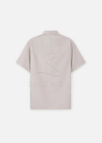 Light Grey Button-Down Short Sleeve Casual Dress Shirt - Premium Breathable All-Day Wear