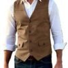 Men's Vintage Suede Waistcoat | Customizable Western Style Casual Vest for Wholesale