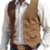 Men's Vintage Suede Waistcoat | Customizable Western Style Casual Vest for Wholesale