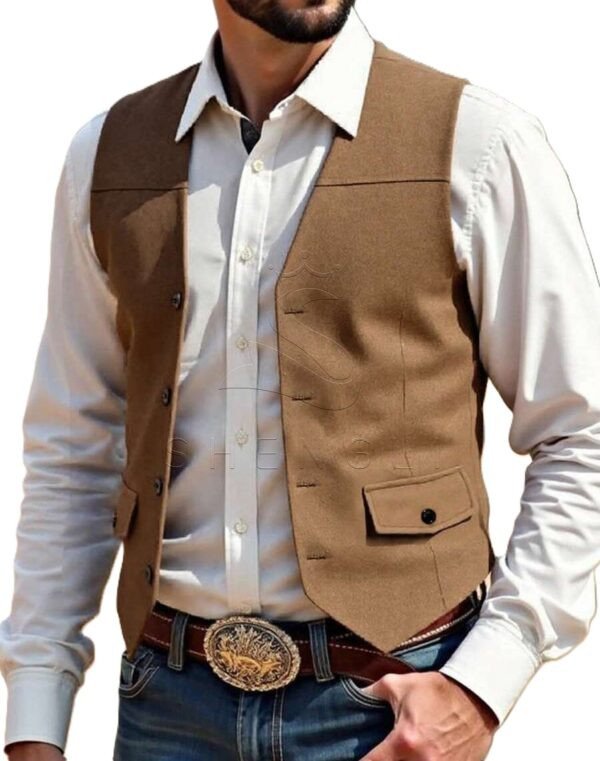 Men's Vintage Suede Waistcoat | Customizable Western Style Casual Vest for Wholesale